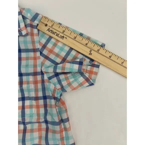 E-LAND AMERICAN CLASSIC BOYS SHORT SLEEVE COLLARED BUTTON DOWN PLAID SHIRT SZ 4 - Picture 6 of 7